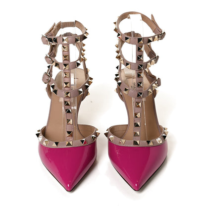 Valentino Garavani Patent Nappa Rockstud Ankle Strap 65mm Pumps 37.5 Fuxia Poudre 5 of 10