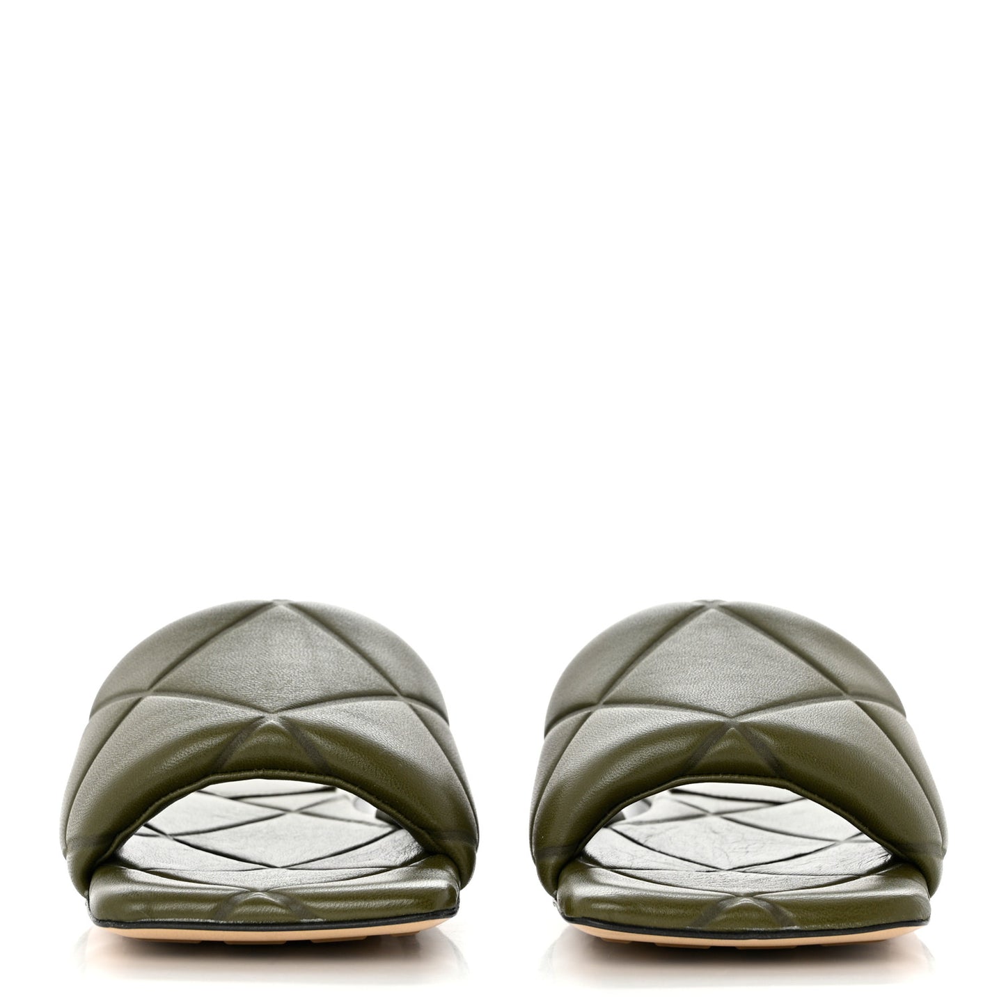 Nappa Quilted Rubber Lido Flat Sandals 36 Khaki