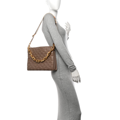 Louis Vuitton Lambskin Embossed Monogram Coussin MM Taupe 2 of 11