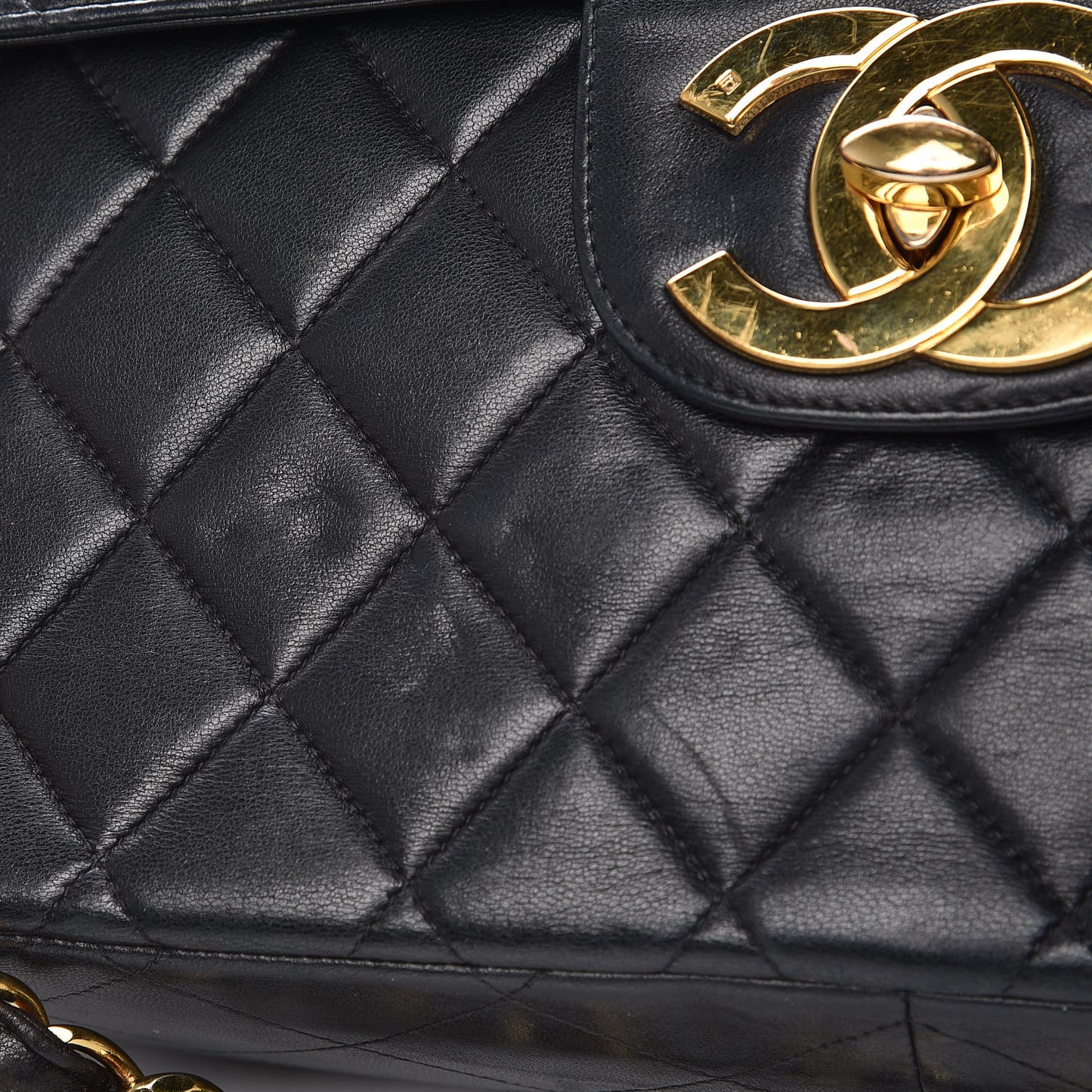 Lambskin Quilted Jumbo Single Flap Black