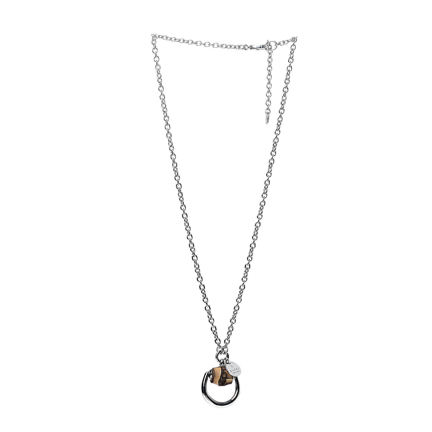 Sterling Silver Bamboo Horsebit Pendant Necklace