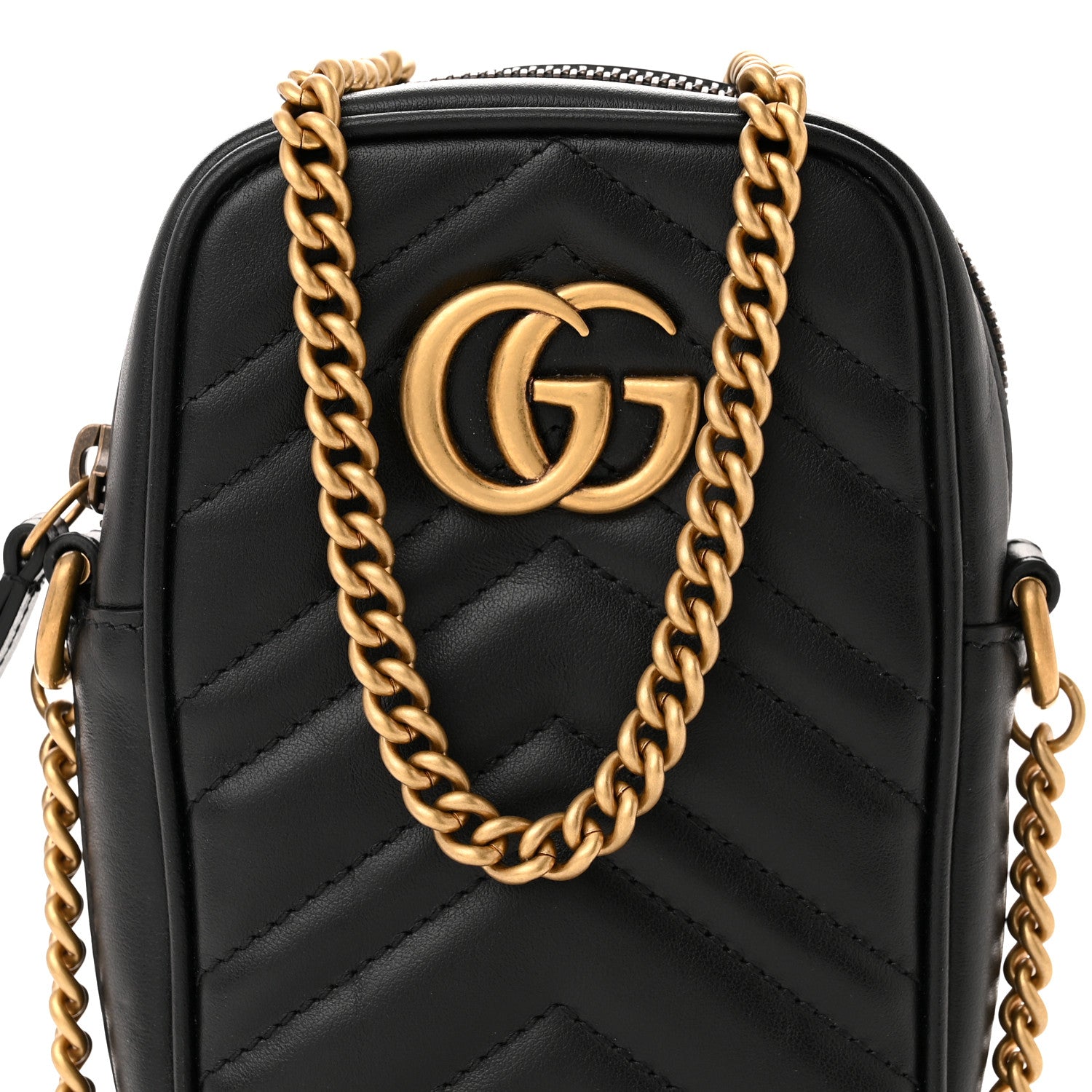 Gucci Calfskin Matelasse Mini GG Marmont Crossbody Bag Black 8 of 11