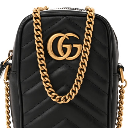 Gucci Calfskin Matelasse Mini GG Marmont Crossbody Bag Black 8 of 11