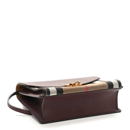 Burberry Derby Calfskin House Check Small Macken Crossbody Bag Mahogany Red 3 of 10