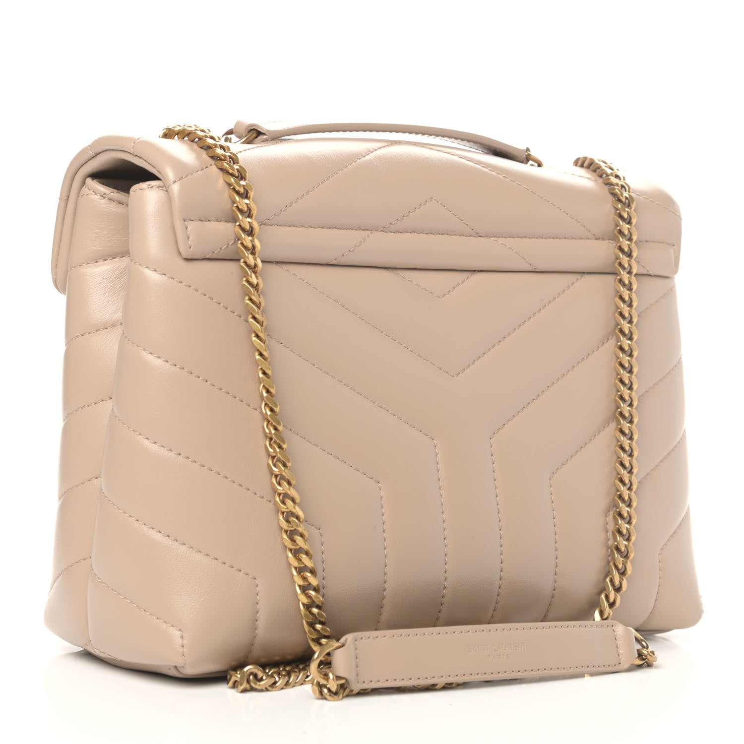 Saint Laurent Calfskin Y Quilted Monogram Small Loulou Chain Satchel Dark Beige 2 of 4