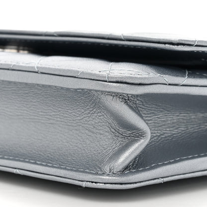 Chanel Metallic Lambskin Quilted Wallet On Chain WOC Silver 10 of 12