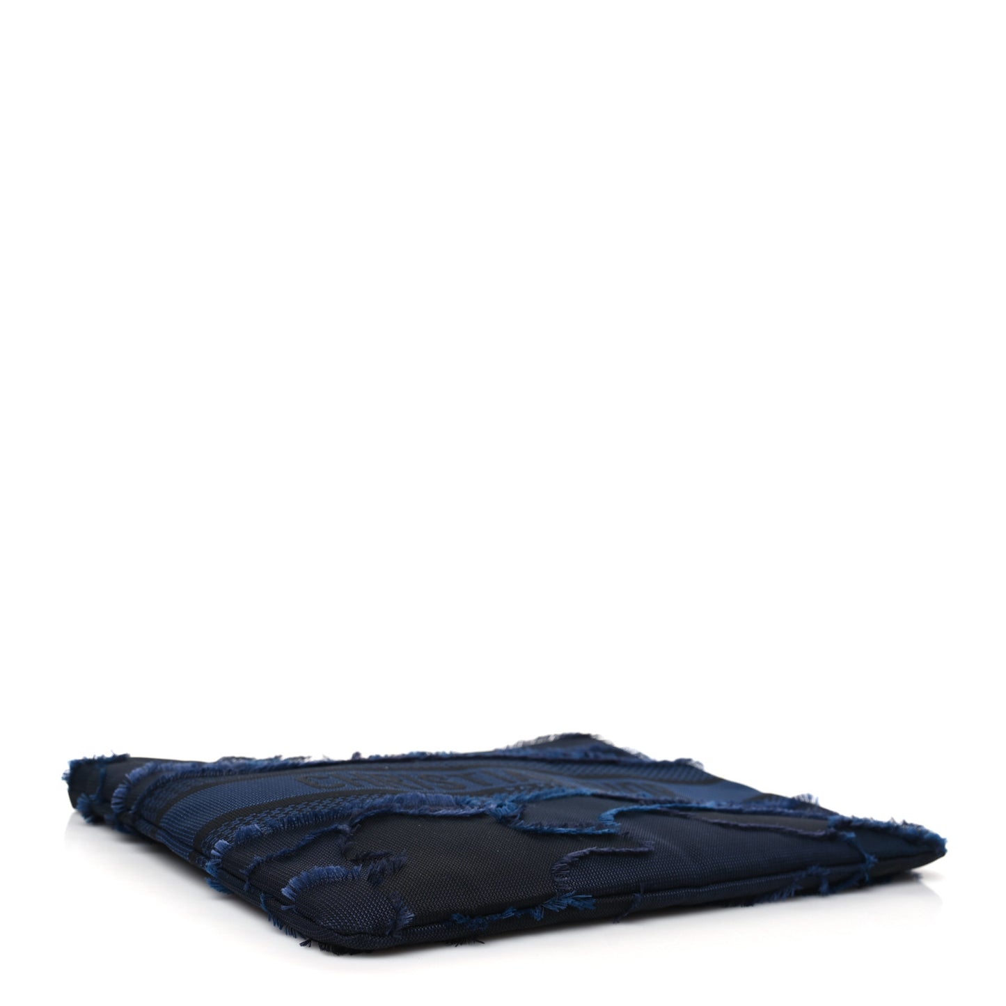 Canvas Embroidered Camouflage Medium Diordouble Zip Pouch Blue