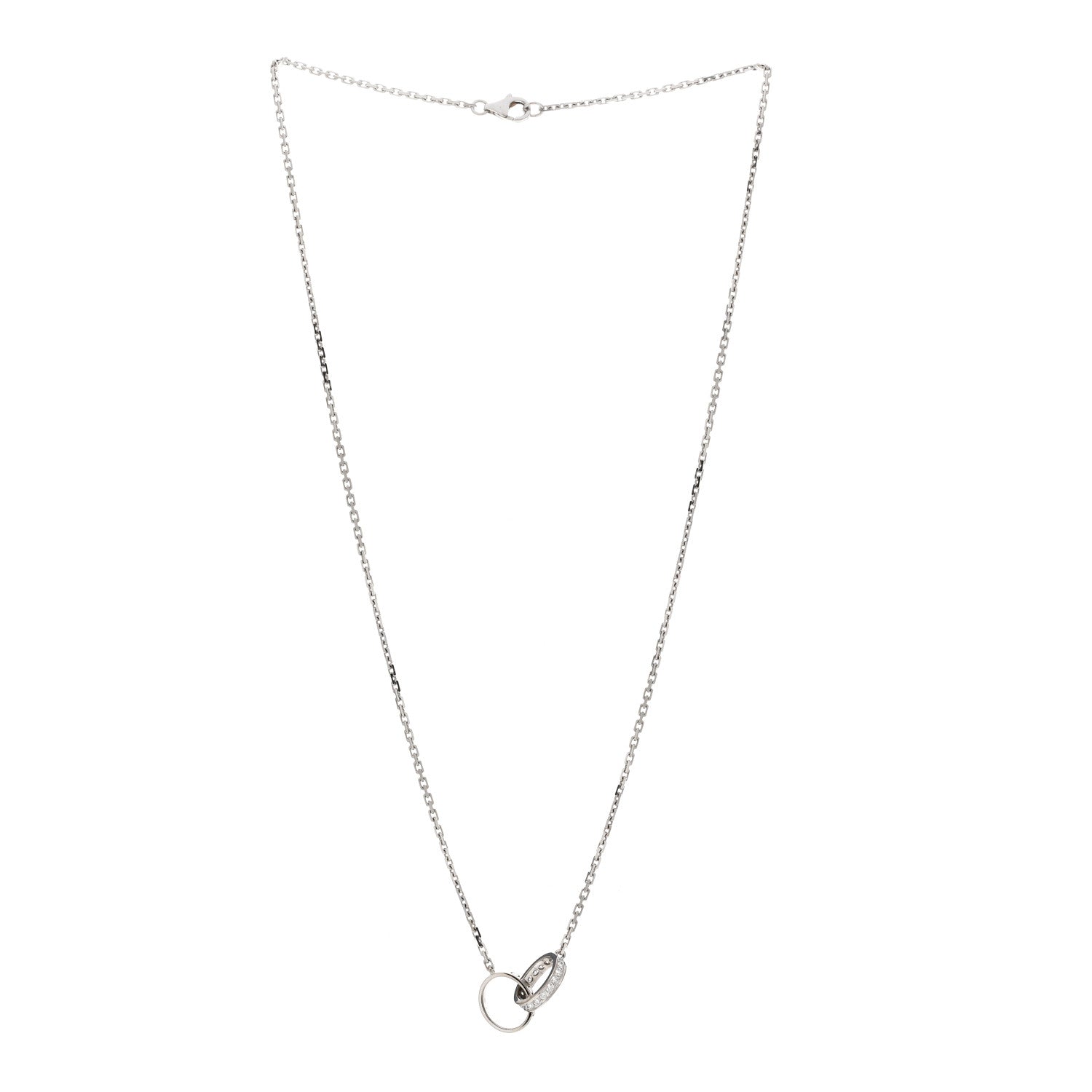 Cartier 18K White Gold Diamond Interlocking LOVE Necklace 2 of 4