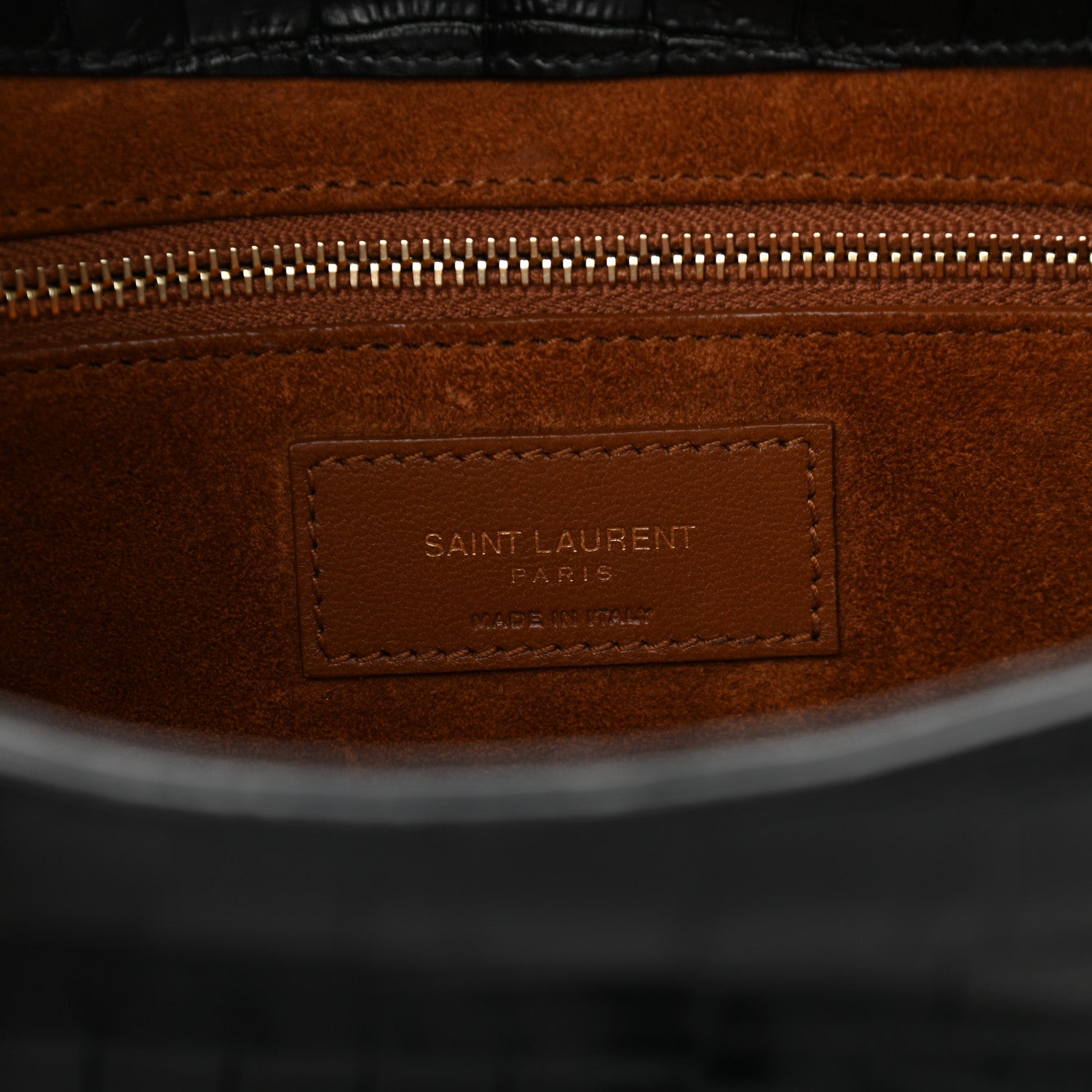 Saint Laurent Calfskin Crocodile Embossed Le 5 A 7 Hobo Black 6 of 11
