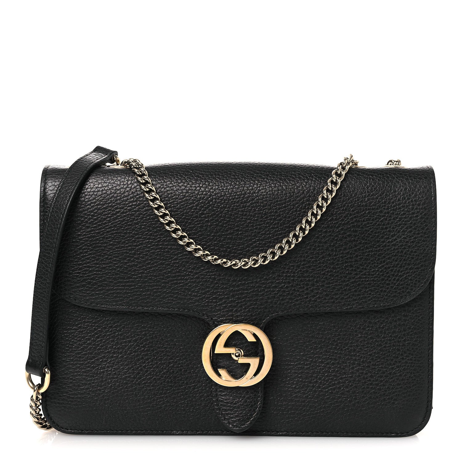 Gucci Dollar Calfskin Interlocking G Shoulder Bag Black 1 of 13