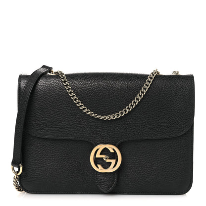 Gucci Dollar Calfskin Interlocking G Shoulder Bag Black 1 of 13
