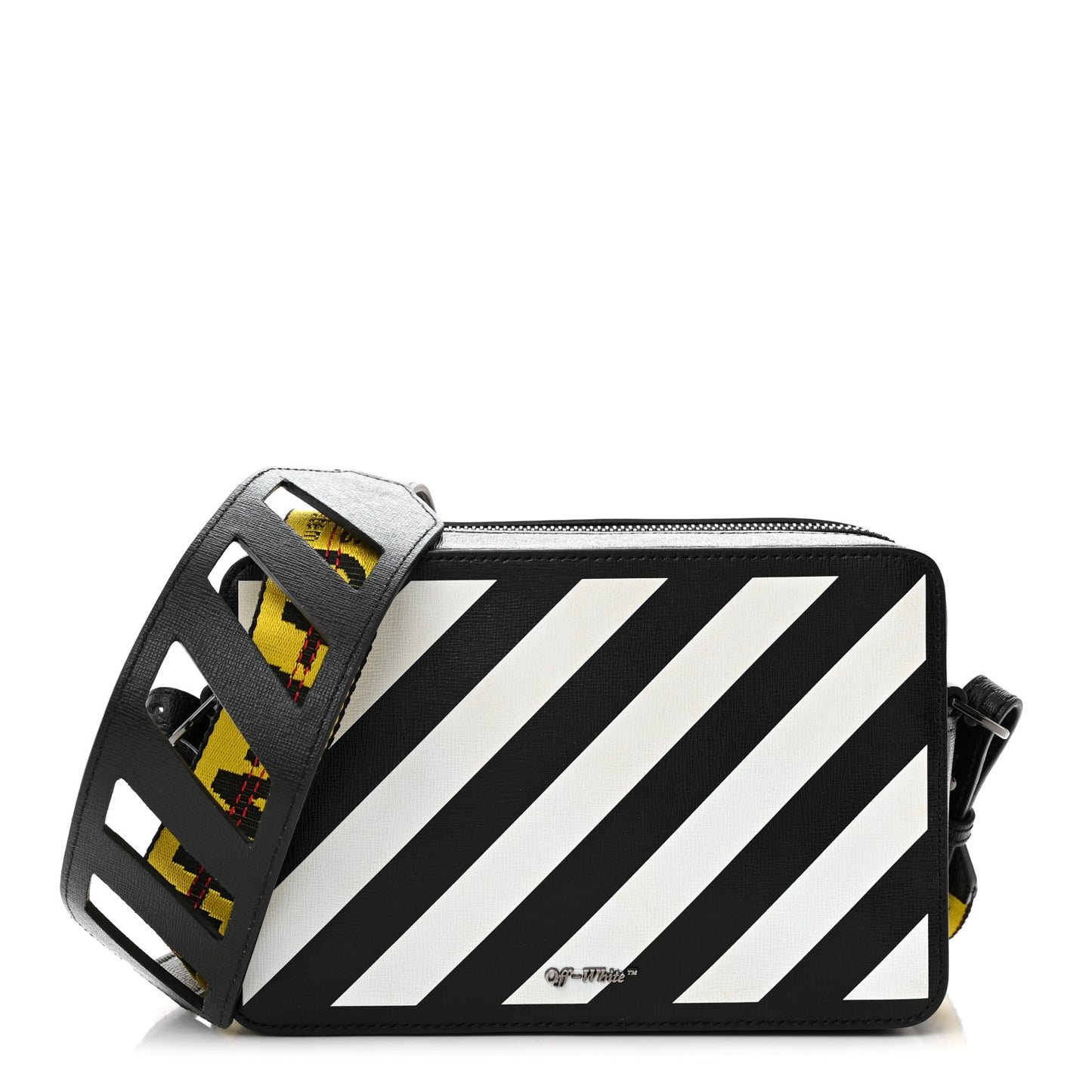 Saffiano Striped Mini Diag Bag Black White