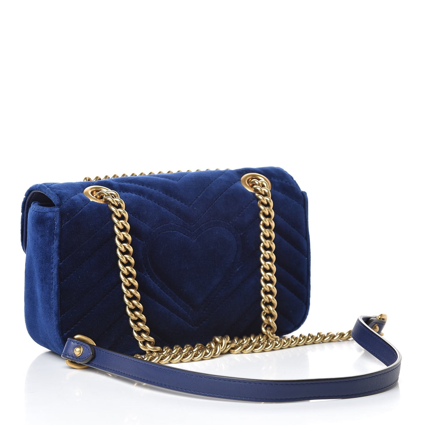 Velvet Matelasse Mini GG Marmont Shoulder Bag Cobalt Blue