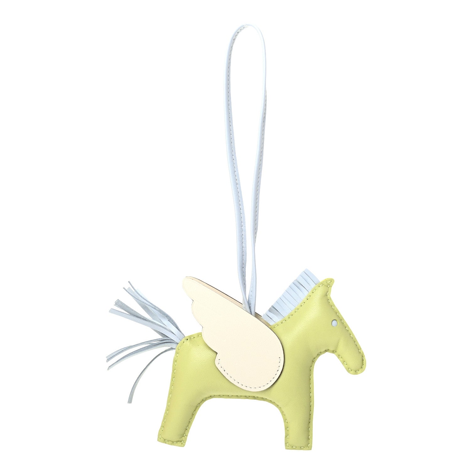 Hermes Milo Lambskin Grigri Rodeo Pegase Horse Bag Charm MM Jaune Bourgeon Bleu Brume Nata 1 of 4