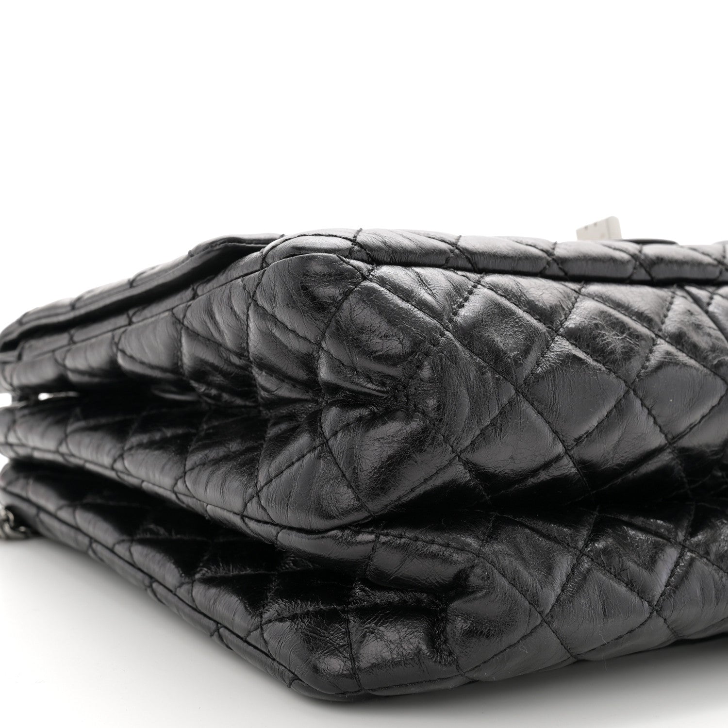Chanel Metallic Aged Calfskin Quilted Reissue 2.55 Accordion Flap Black 9 of 11
