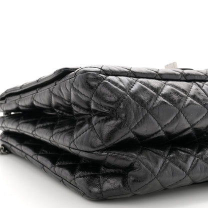 Chanel Metallic Aged Calfskin Quilted Reissue 2.55 Accordion Flap Black 9 of 11
