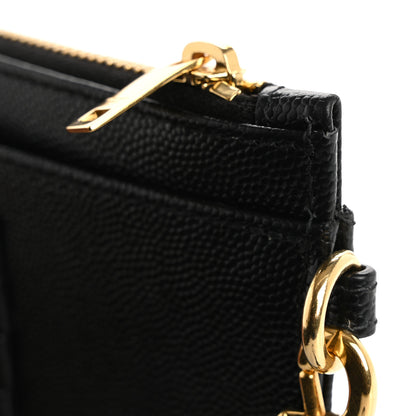 Saint Laurent Grain De Poudre Chevron Monogram Large Bill Pouch Black 11 of 14