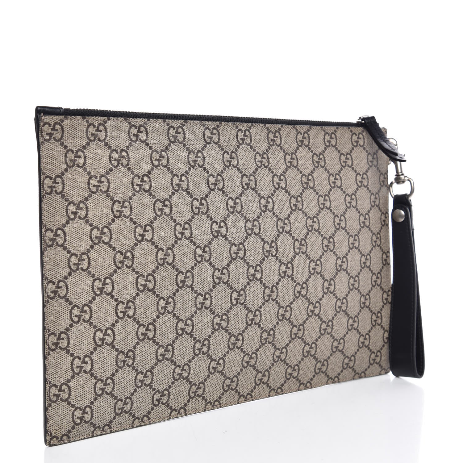Gucci GG Supreme Monogram Tiger Zip Wristlet Pouch Beige 3 of 6