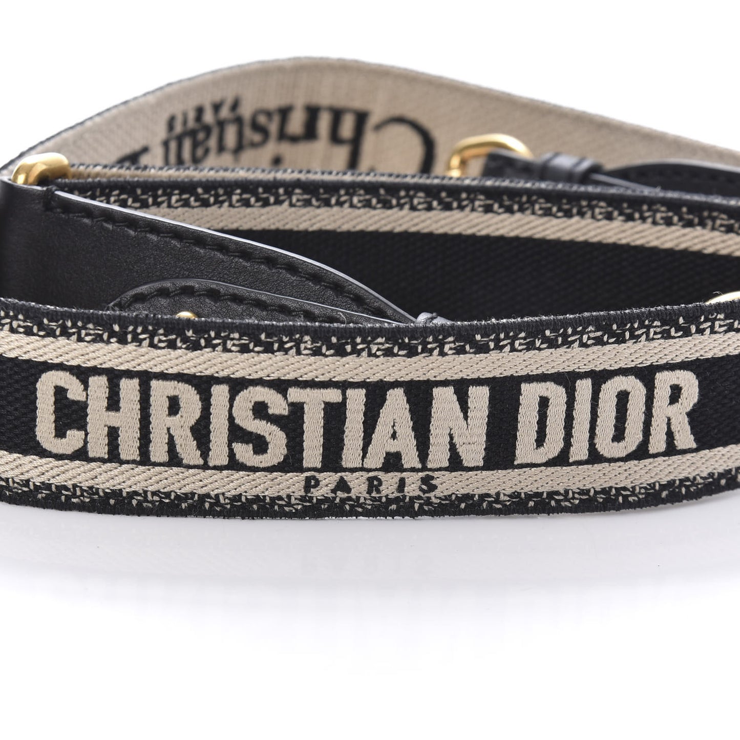Canvas Embroidered Adjustable Shoulder Strap Black