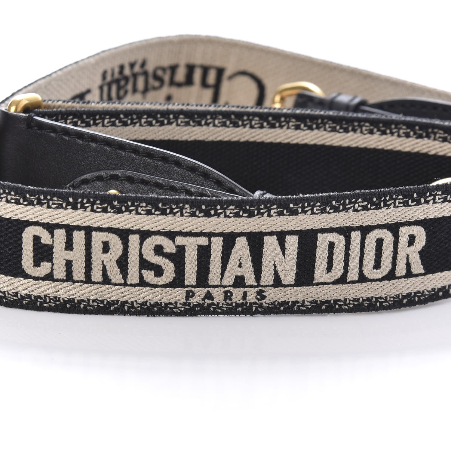 Christian Dior Canvas Embroidered Adjustable Shoulder Strap Black 3 of 4