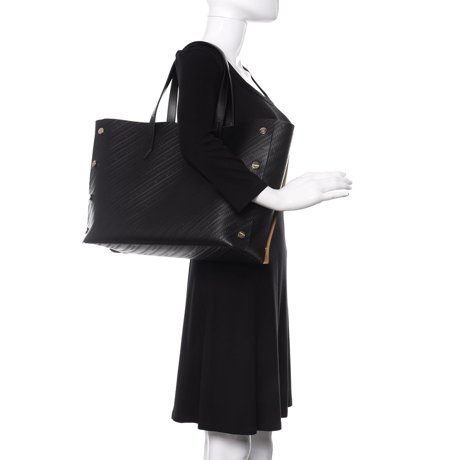 Givenchy Calfskin Chain Embossed Medium Bond Shopper Tote Black 2 of 11