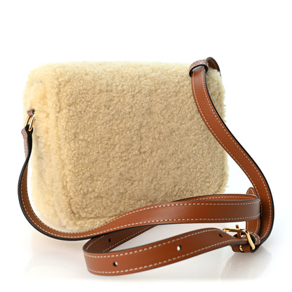Celine Calfskin Triomphe Shearling Bag Natural Tan 3 of 10