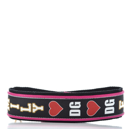 Dolce & Gabbana Canvas Calfskin Family Heart Print Strap Pink Black 2 of 3
