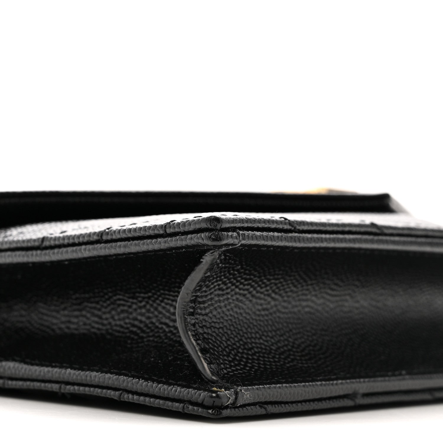 Saint Laurent Grain De Poudre Matelasse Chevron Monogram Envelope Chain Wallet Black 9 of 14