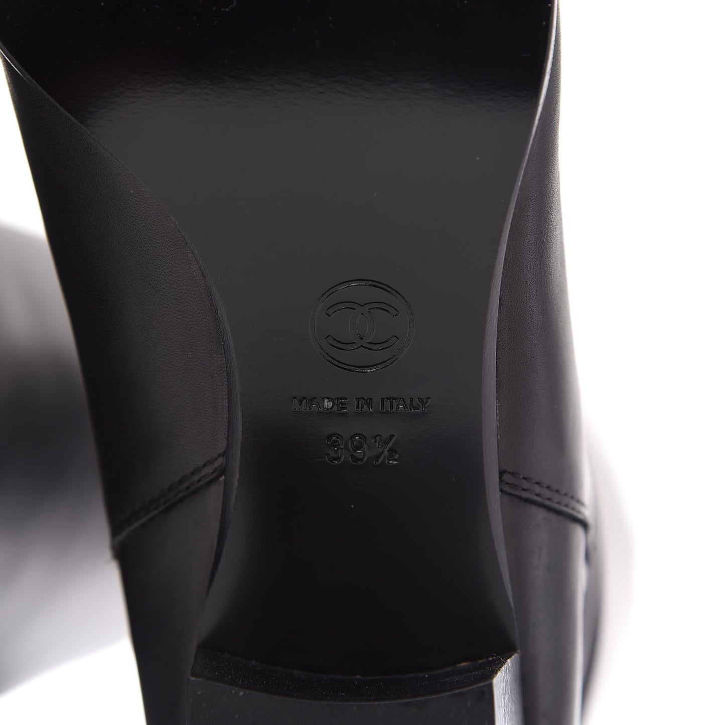 Calfskin CC Knee High Boots 39.5 Black