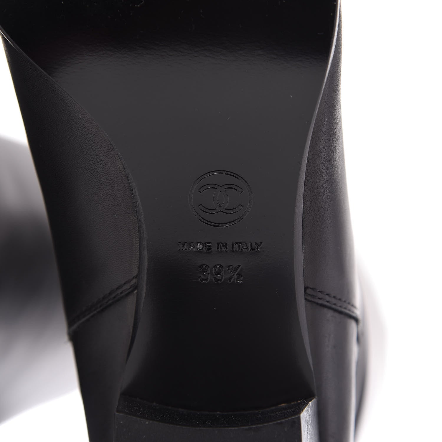 Chanel Calfskin CC Knee High Boots 39.5 Black 7 of 8