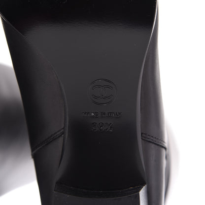 Chanel Calfskin CC Knee High Boots 39.5 Black 7 of 8