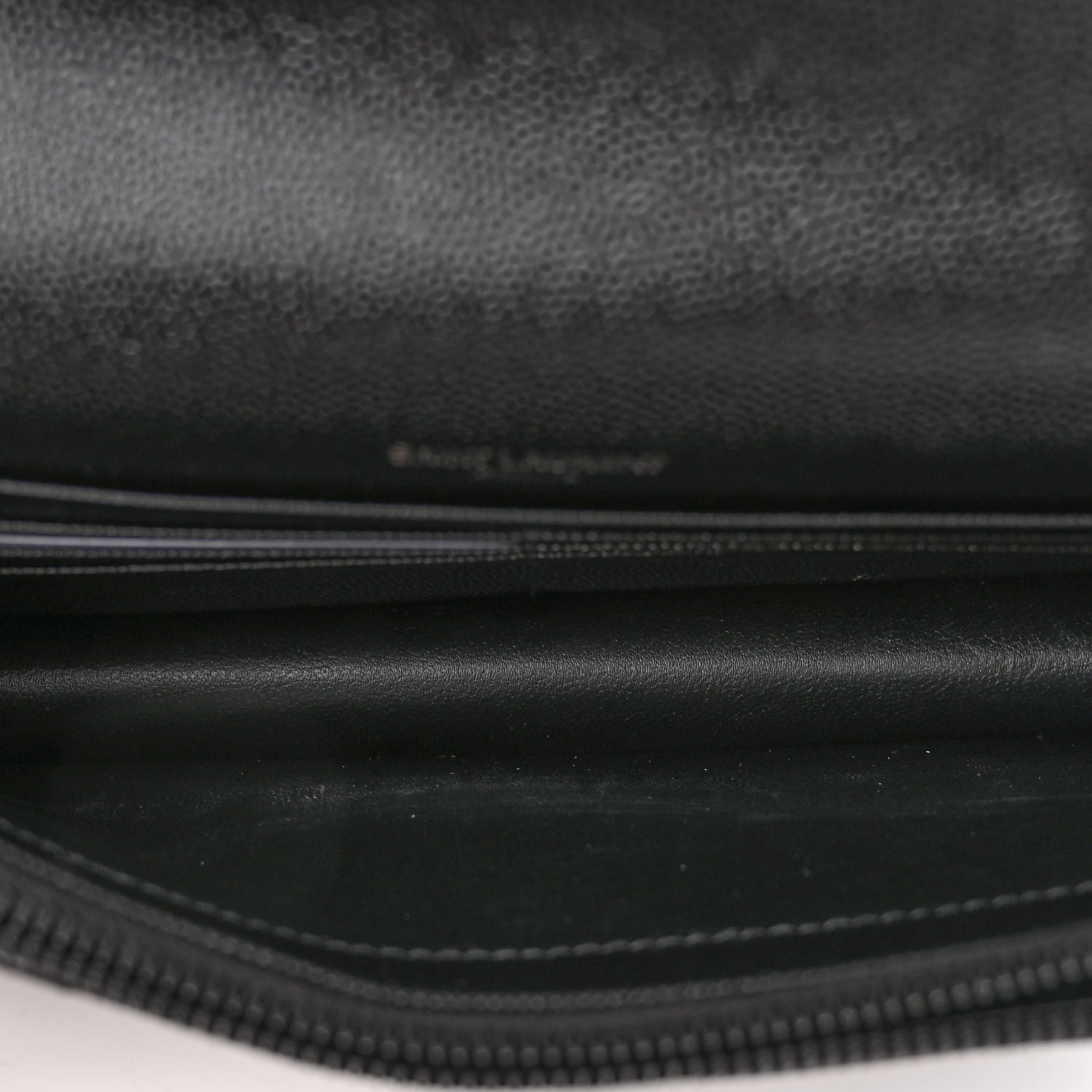 Saint Laurent Grain De Poudre Matelasse Chevron Monogram Monochrome Envelope Chain Wallet Black 5 of 9