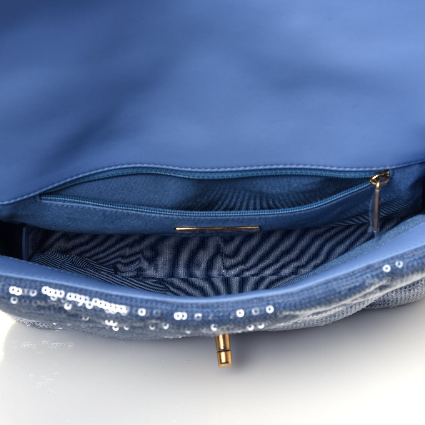 Sequin Quilted Medium Chanel 19 Flap Light Blue