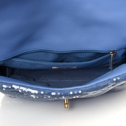 Chanel Sequin Quilted Medium Chanel 19 Flap Light Blue 5 of 13