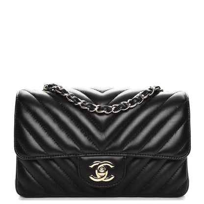 Chanel Lambskin Chevron Quilted Mini Rectangular Flap Black 1 of 8
