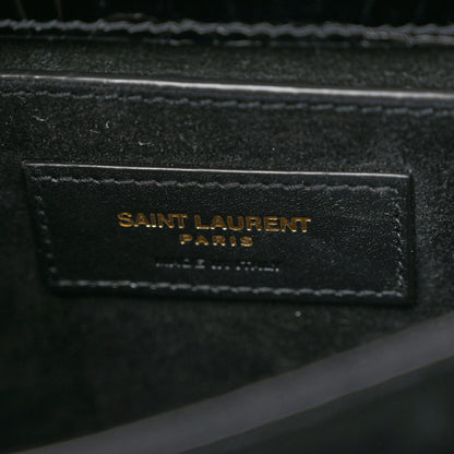 Saint Laurent Calfskin Crocodile Embossed Medium Monogram Sunset Black 7 of 10