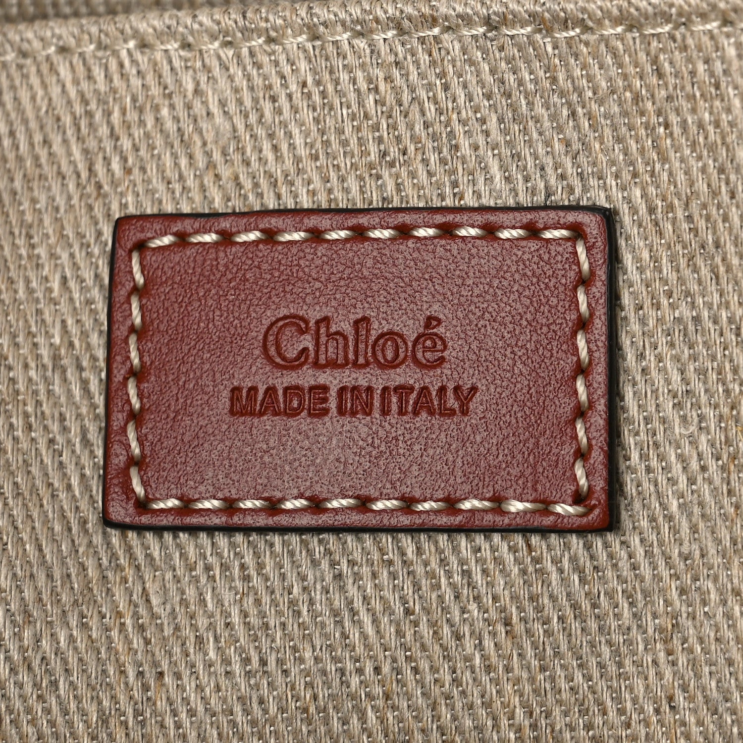 Chloe Cotton Calfskin Large Woody Ribbon Tote White Brown 6 of 8