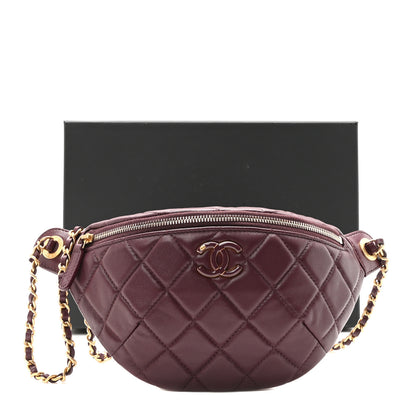Chanel Shiny Lambskin Enamel Quilted Waist Bag Fanny Pack Burgundy 10 of 10