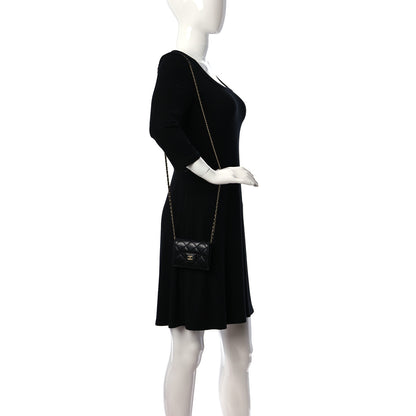 Chanel Lambskin Quilted Flap Card Holder On Chain Black 2 of 11
