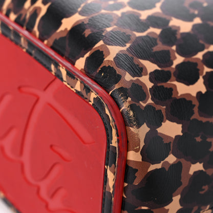 Christian Louboutin Calfskin Leopard Print Spikes East West Cabata Tote Brown 10 of 19