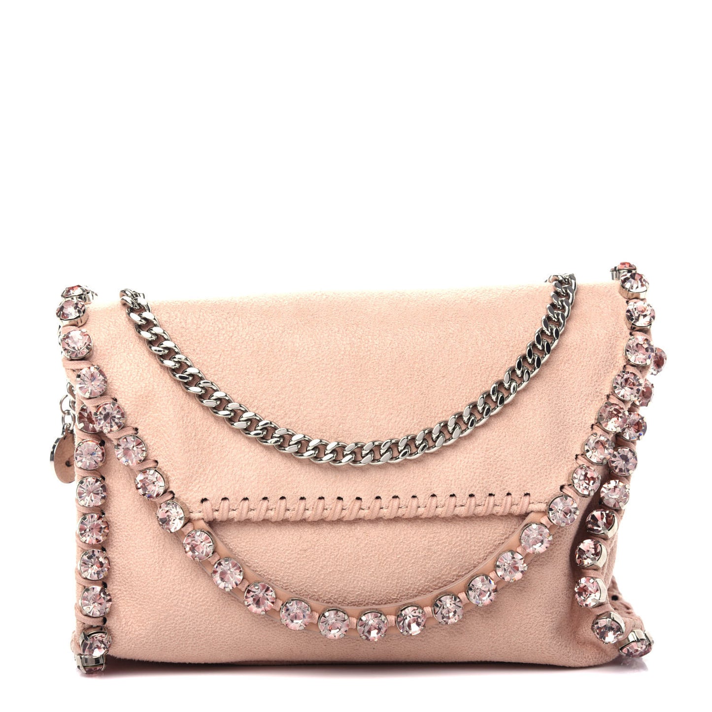 Shaggy Deer Rhinestone Mini Falabella Crossbody Bag Powder
