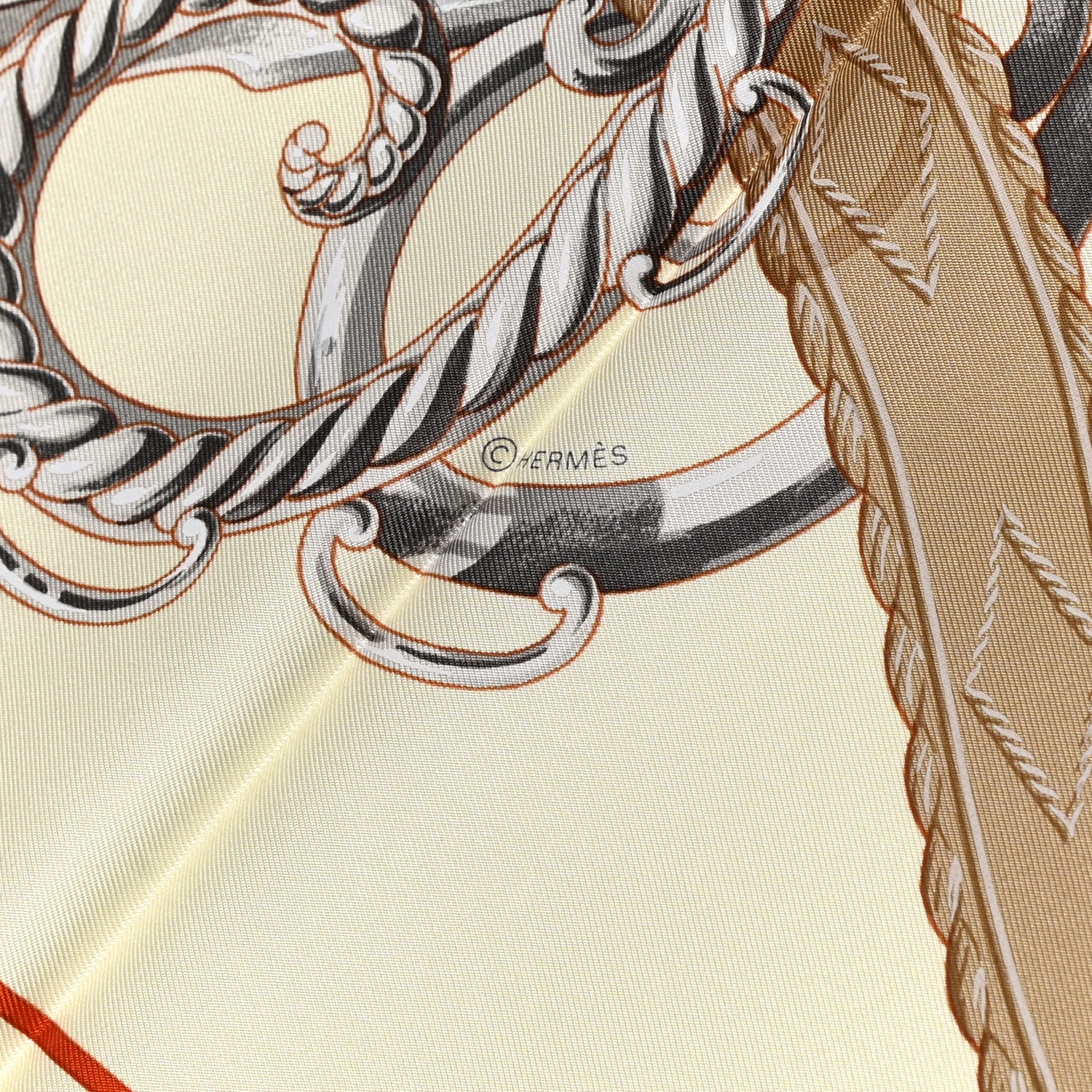 Hermes Silk Lift Profile Scarf 90 Creme Beige Gris 4 of 5