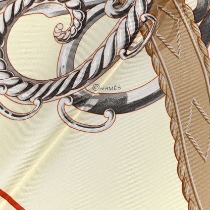 Hermes Silk Lift Profile Scarf 90 Creme Beige Gris 4 of 5