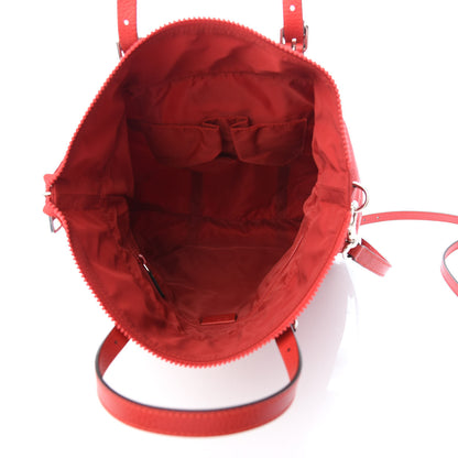 Gucci Nylon Monogram Dollar Calfskin Medium Vertical Tote Vibrant Red 5 of 9