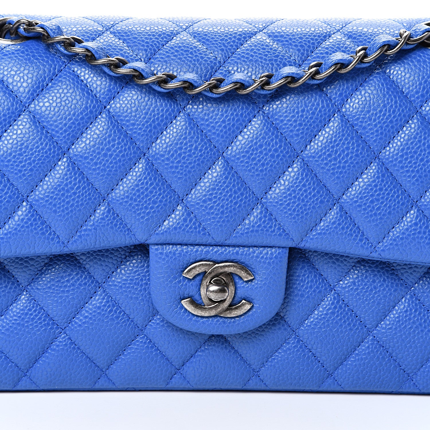 Chanel Caviar Quilted Medium Double Flap Blue 7 of 10