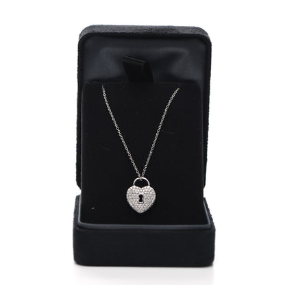 Tiffany Platinum Diamond Small Heart Lock Pendant Necklace 6 of 6