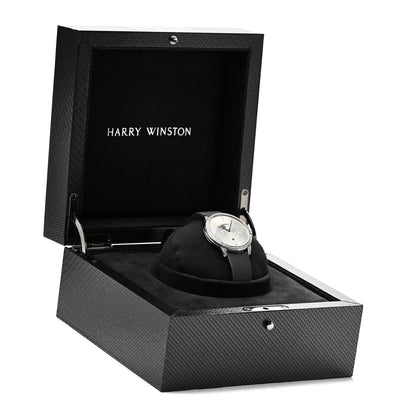 Harry Winston 18K White Gold Satin Diamond Bezel 39mm Sunray Midnight Quartz Watch 5 of 5