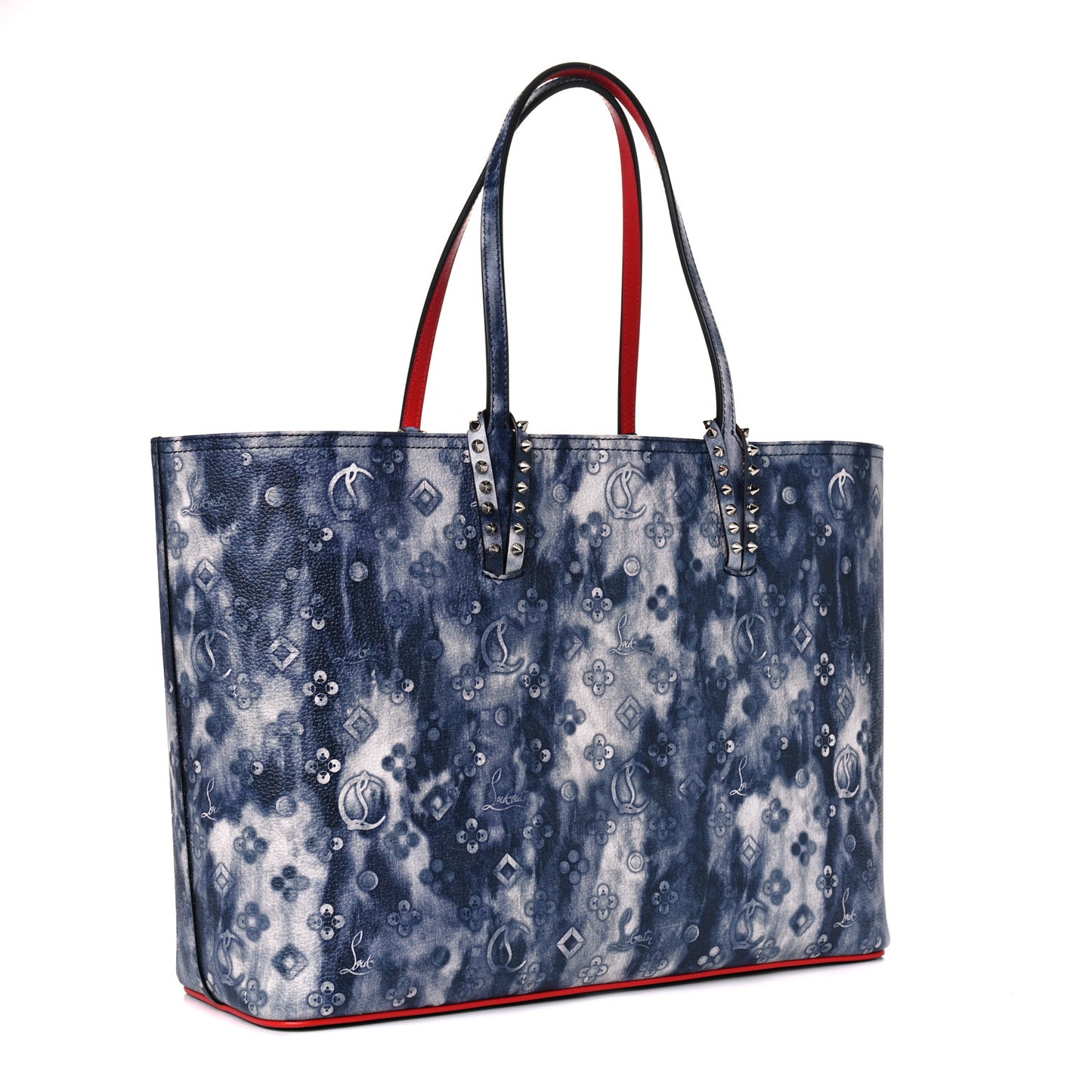 Metallic Calfskin Tie Dye Spikes East West Cabata Tote Multicolor