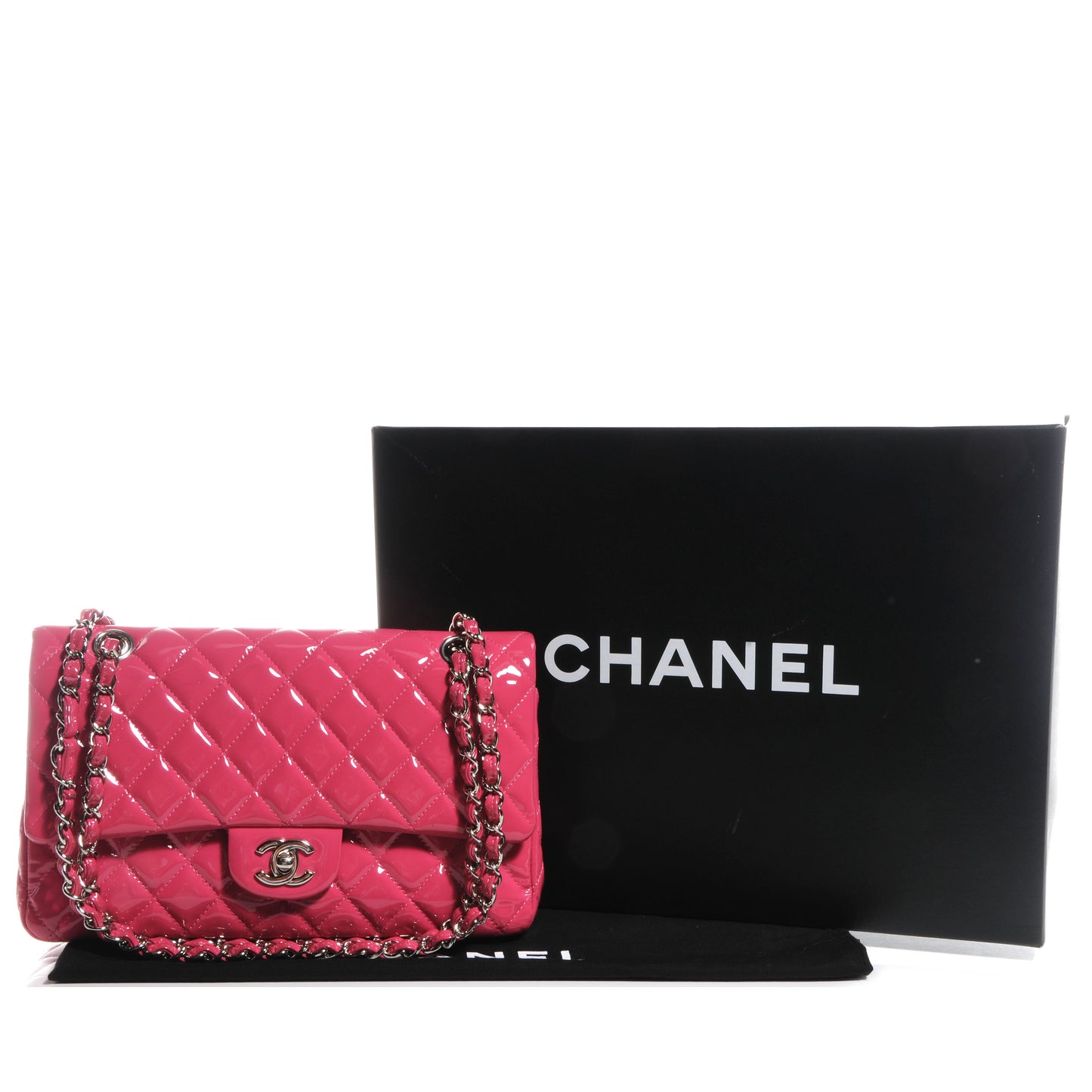 Patent Quilted Medium Double Flap Pink