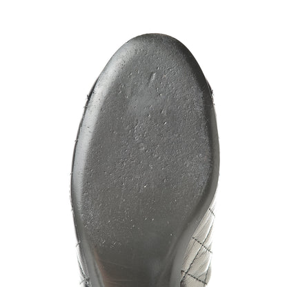 Chanel Iridescent Lambskin Quilted CC Chain Mules 36 Silver Black 14 of 16